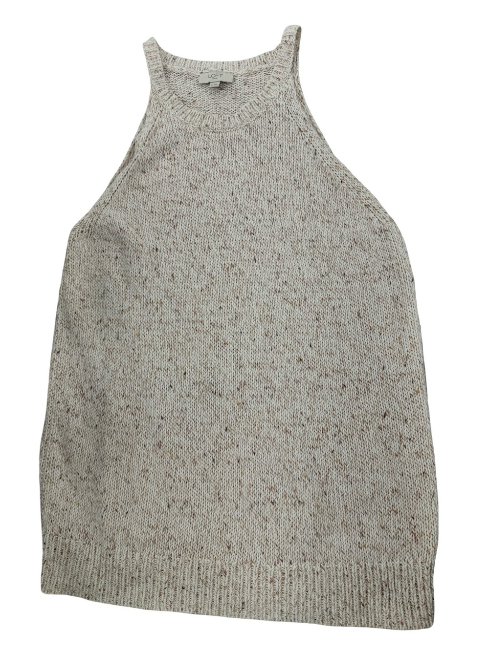 LOFT Cream Speckled Knit Sweater Top